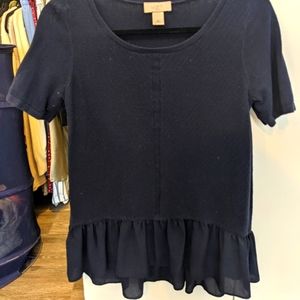 Navy knit peplum top